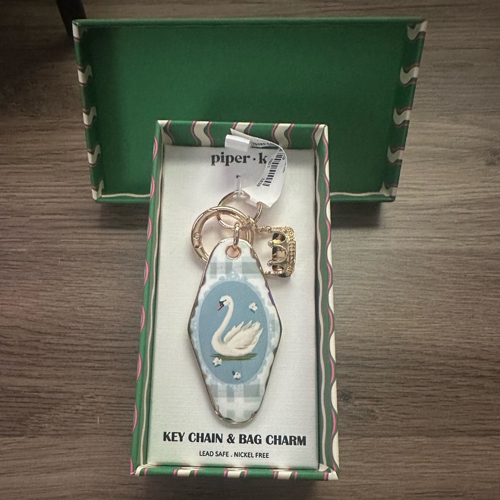 Piper K Blue Swan Key Chain & Bag Charm